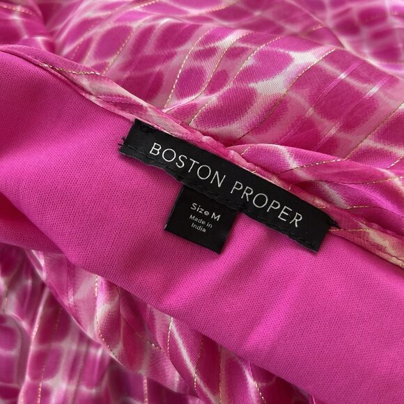 Boston Proper Pink Sz M Surplice Tie-Dye Summery Boho Country Casual Mini Dress - Picture 6 of 7